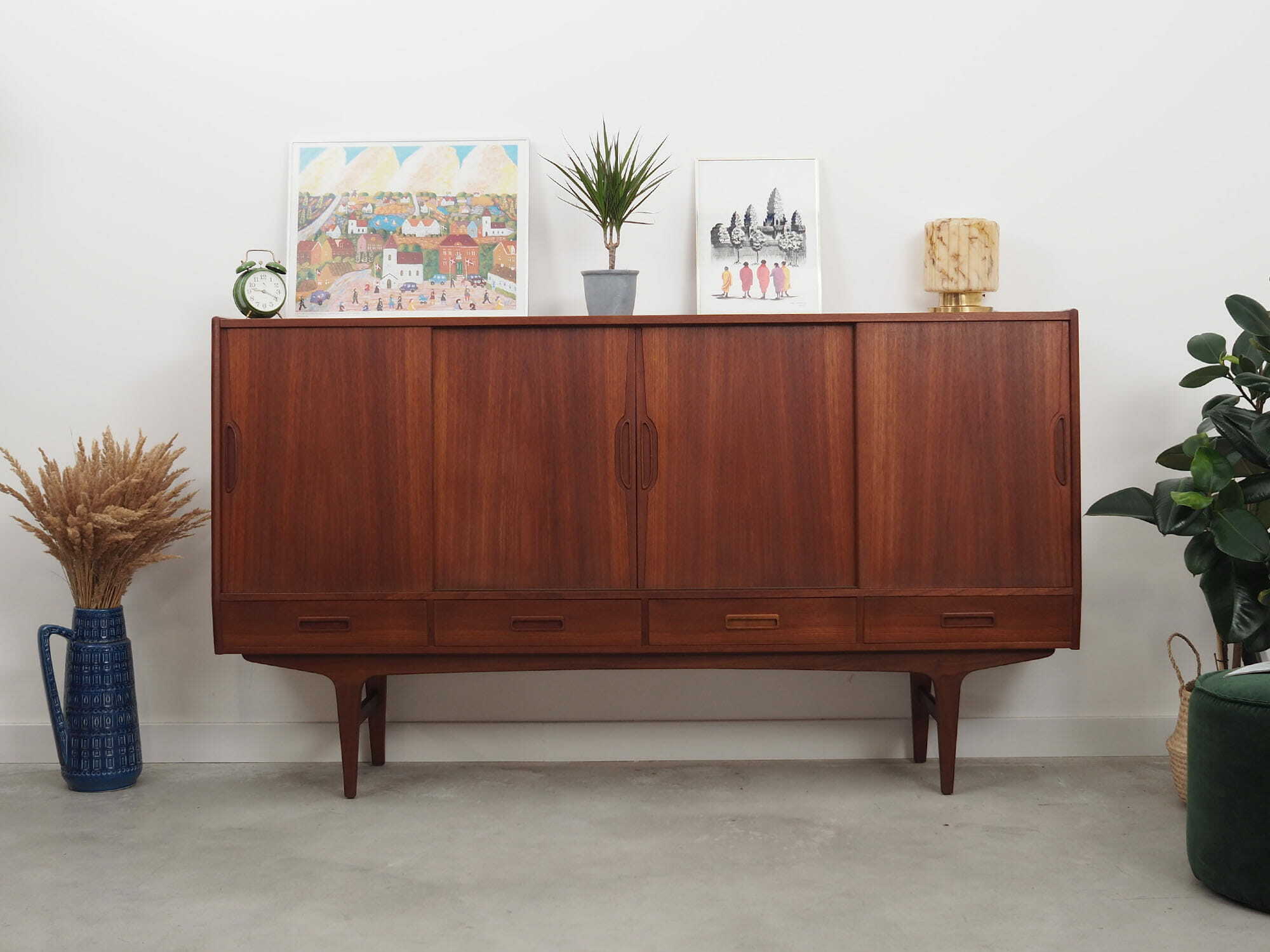Vintage Highboard Teakholz Braun 1960er Jahre 1