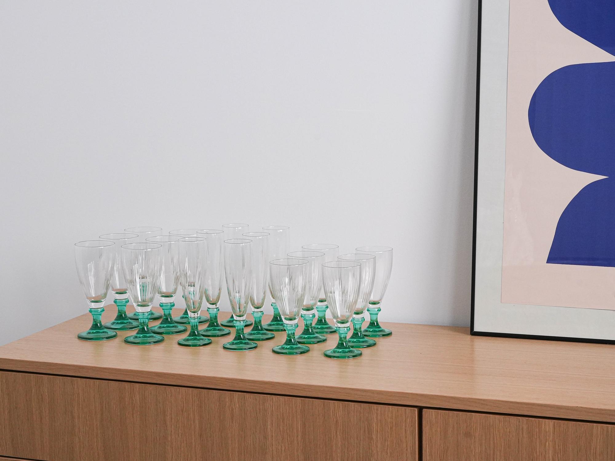 Wine and champagne glass set 1970s 1