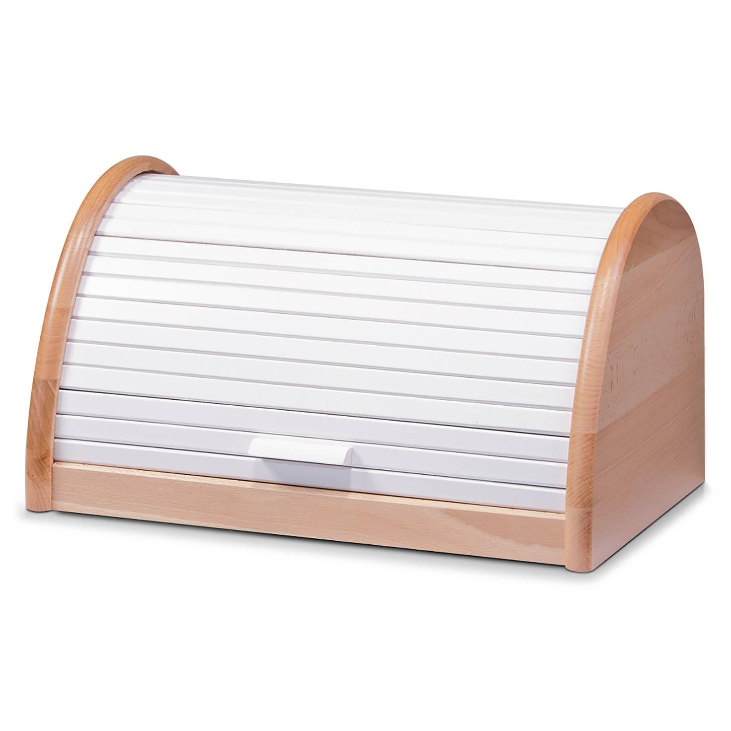 Chamber Roll-top Bread Box Beech Wood White 0