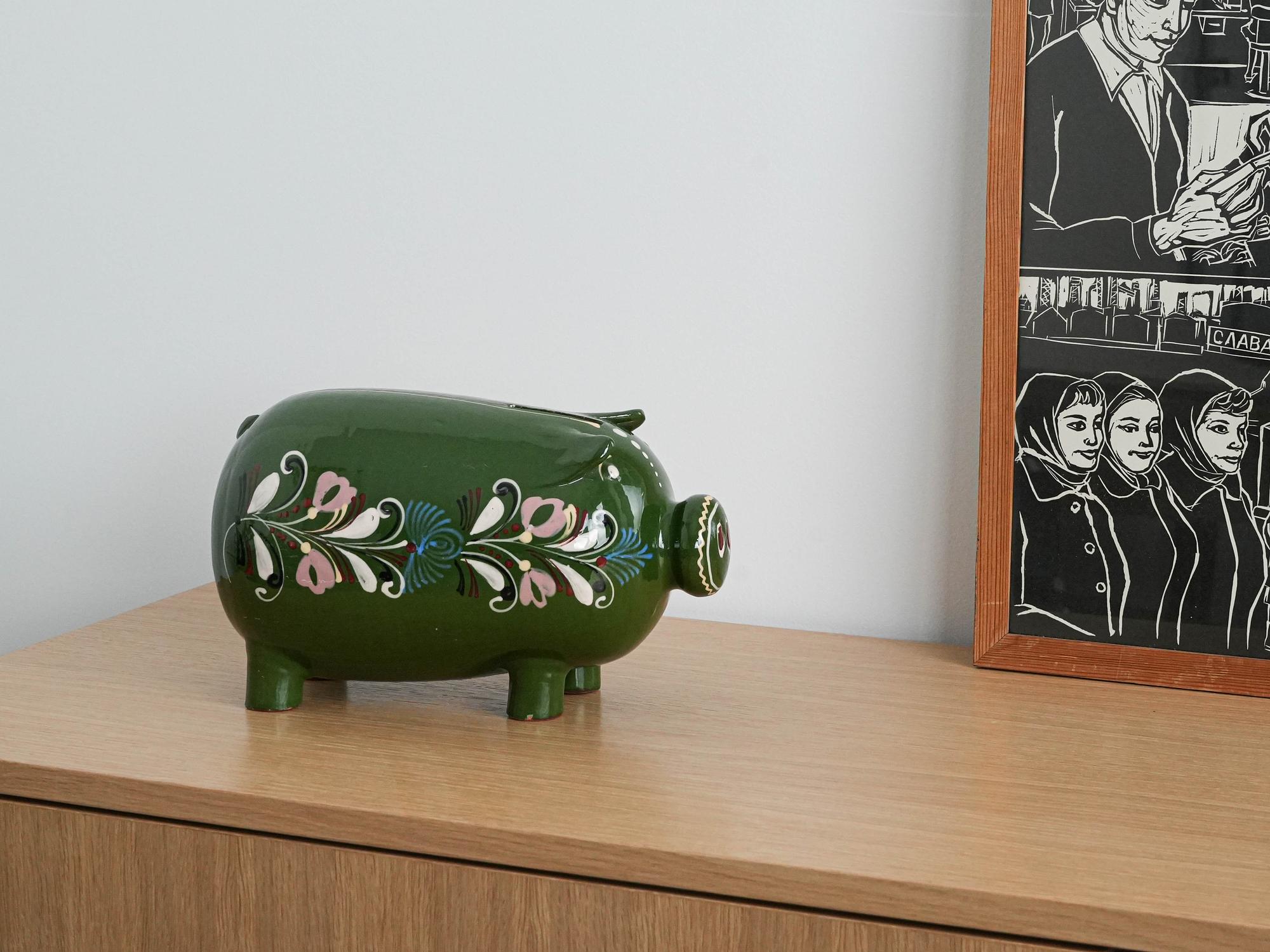 Keramik-Sparschwein 1970er 2