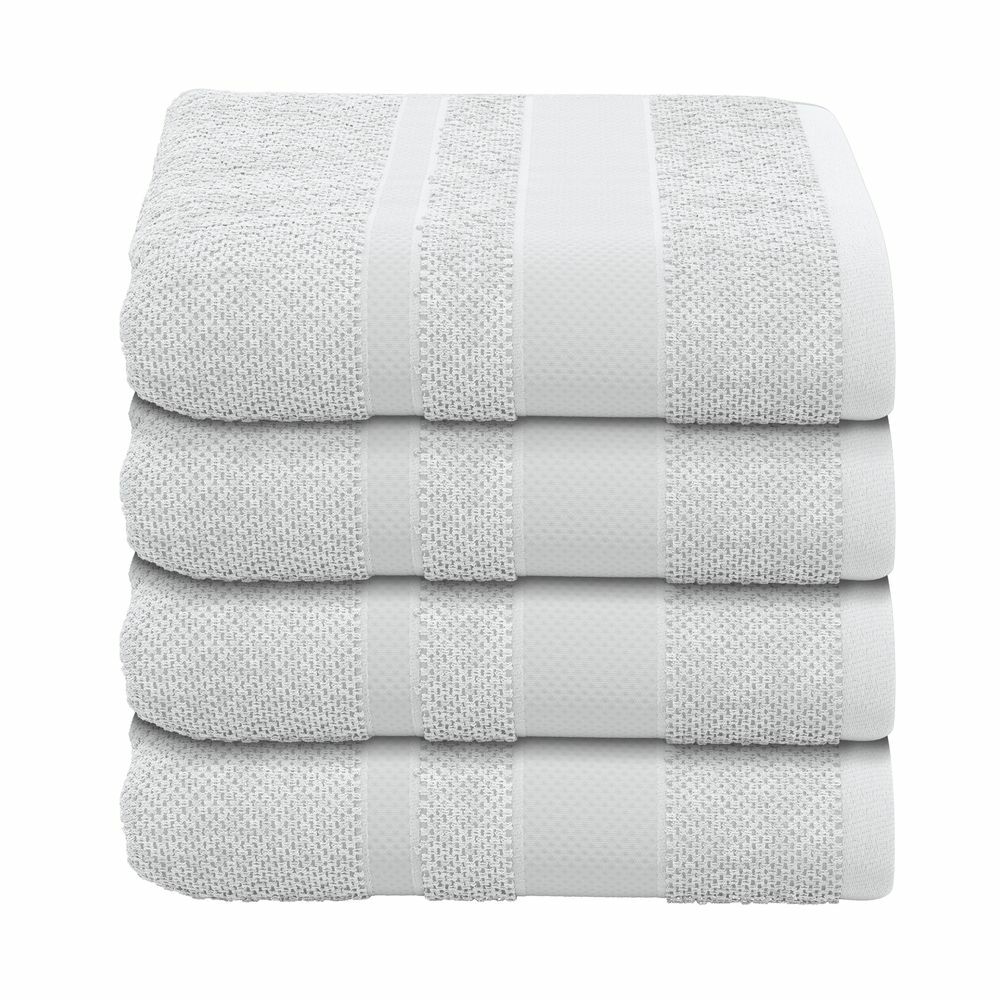 4-tlg. Handtuch-Set aus Baumwolle Hellgrau Öko-Tex Standard 0
