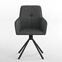 Garden chair Zenari set of 2 steel woven fabric black grey 3