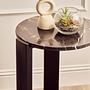 Palermo Runder Marmorplatte Beistelltisch Holz Schwarz 2