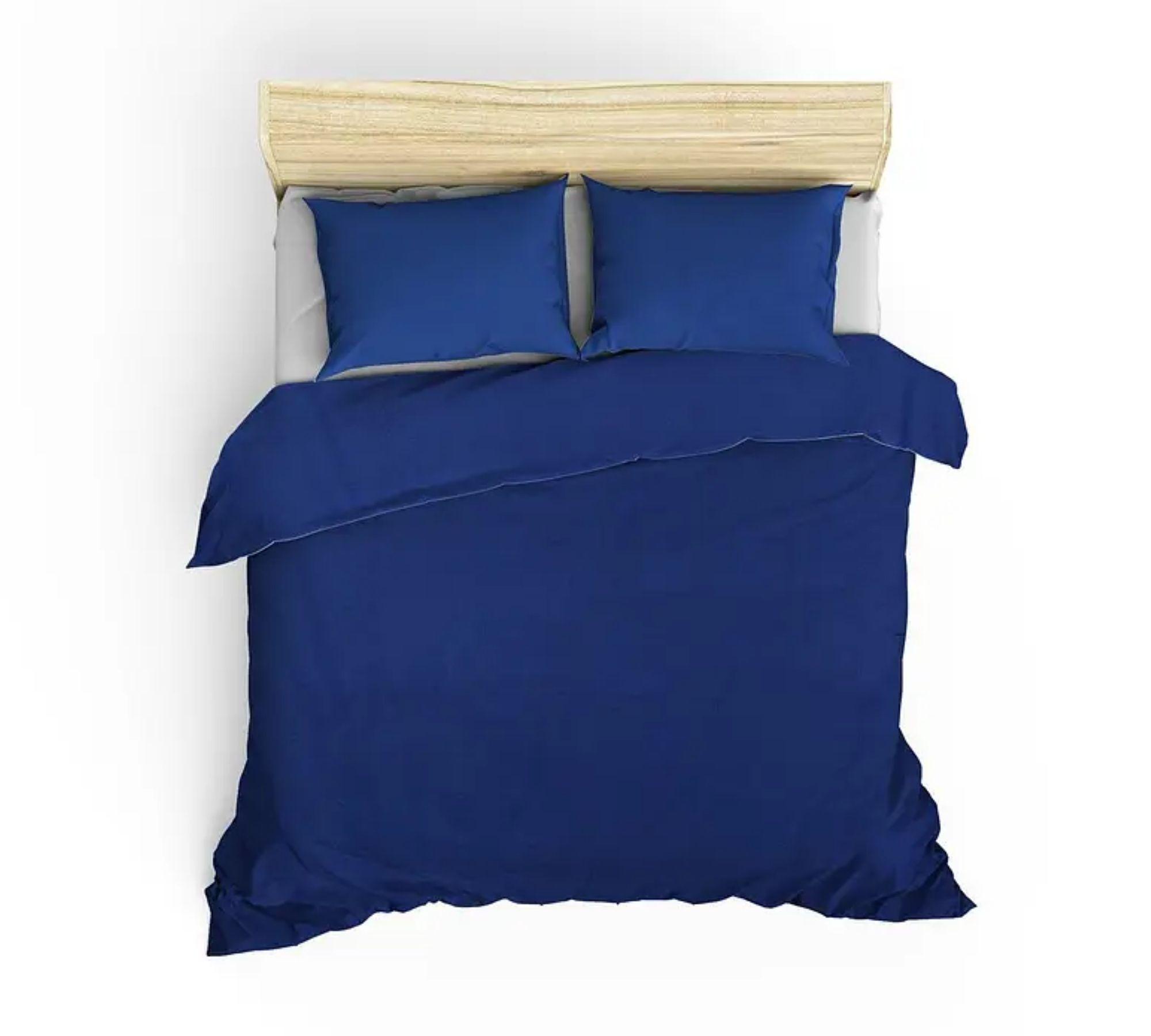 Copripiumino e federa in cotone blu scuro 135 x 200 2