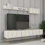 Lyon 2 TV cabinet wood veneer cream gold 3