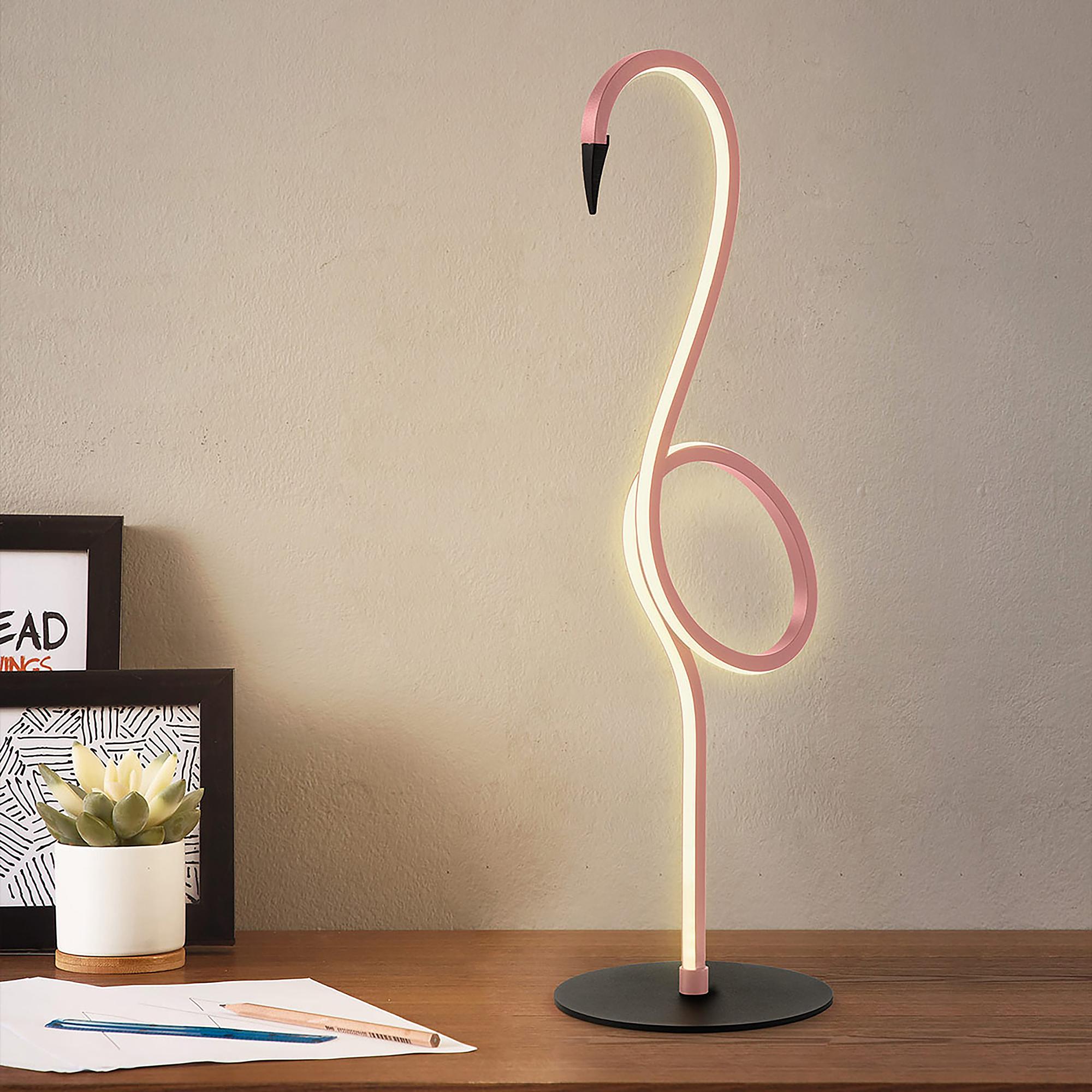 1-Light Flamingo Table Lamp Steel Plastic Pink 4