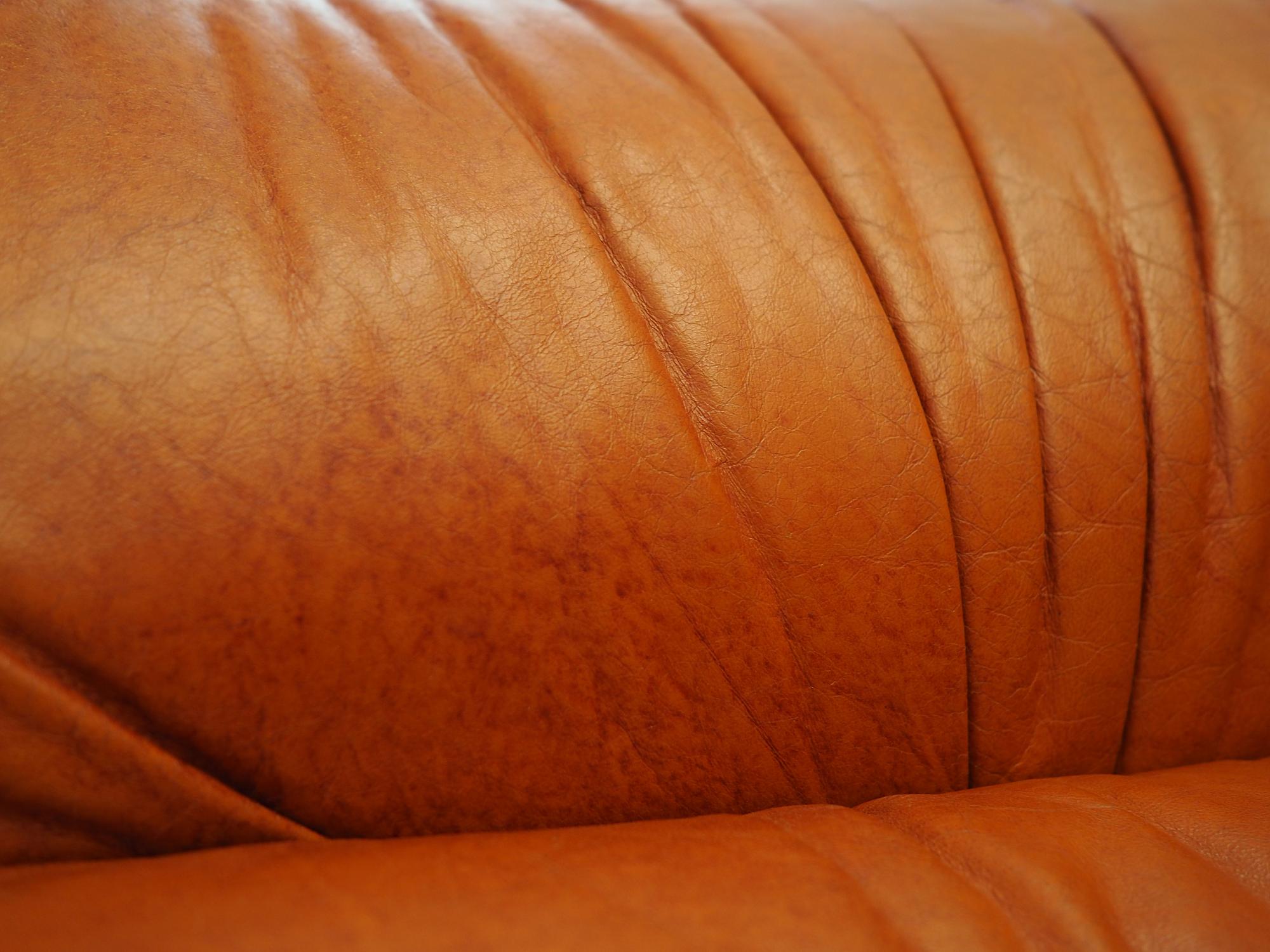 Sofa Leder Rot 1970er Jahre 14