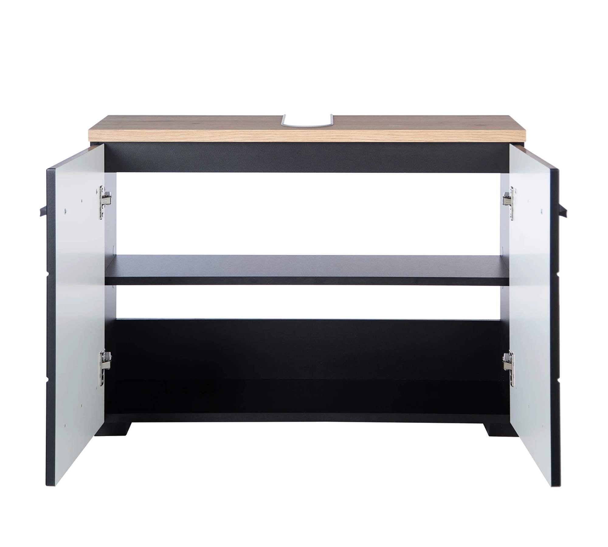 Washbasin cabinet wood black 1