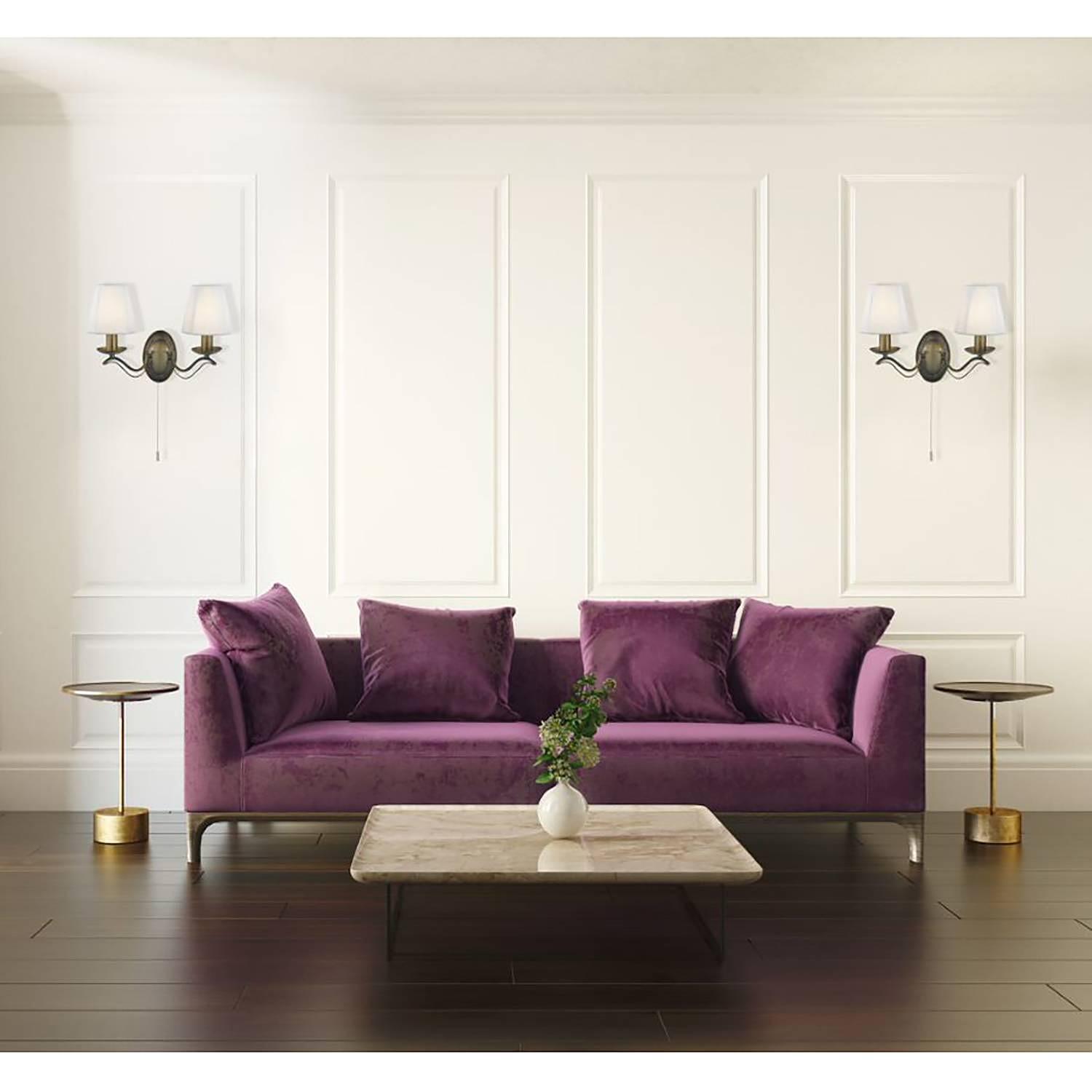 Wandleuchte Andretti I Mischgewebe / Stahl 2-flammig 2