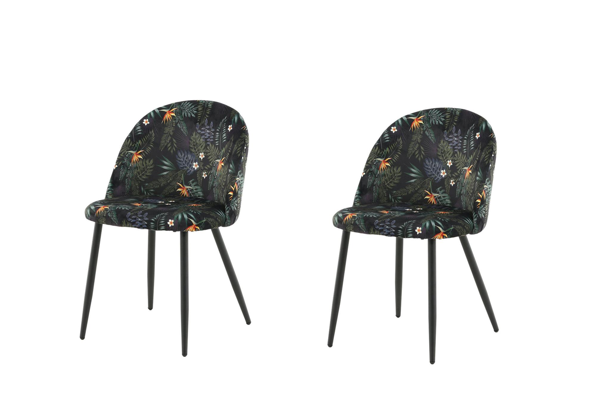 2x Esszimmerstuhl-Set Samt Metall Mehrfarbig 0