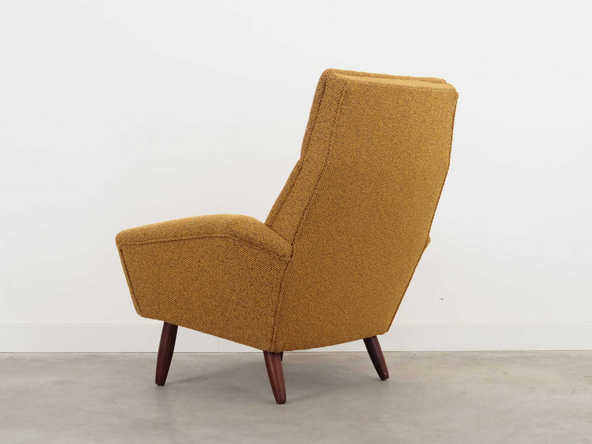 Vintage Stuhl Teakholz Textil Gelb 1970er Jahre  6