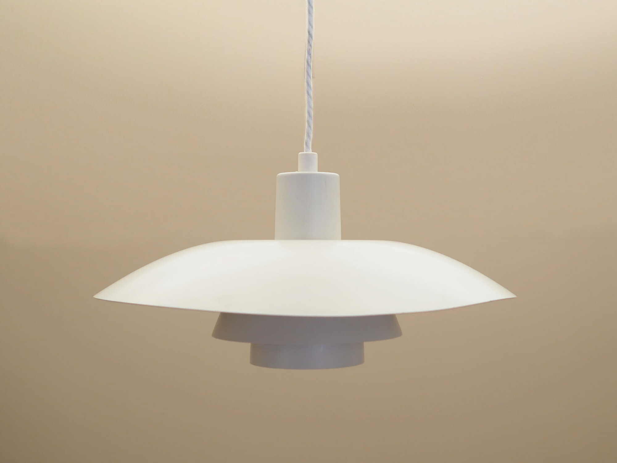 Vintage Pendant Lamp Metal White 1960s 1