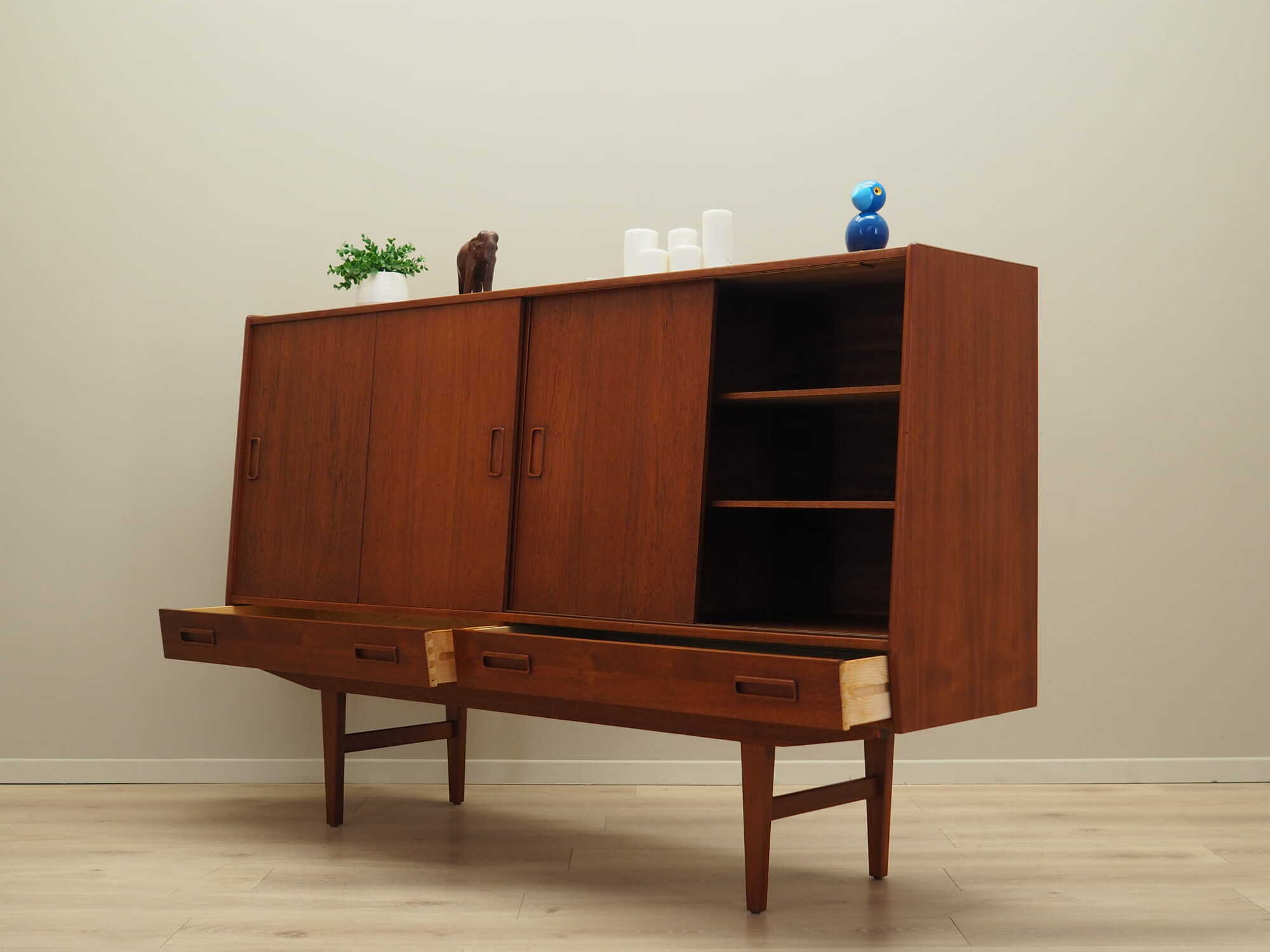 Highboard Teakholz Braun 1960er Jahre 4