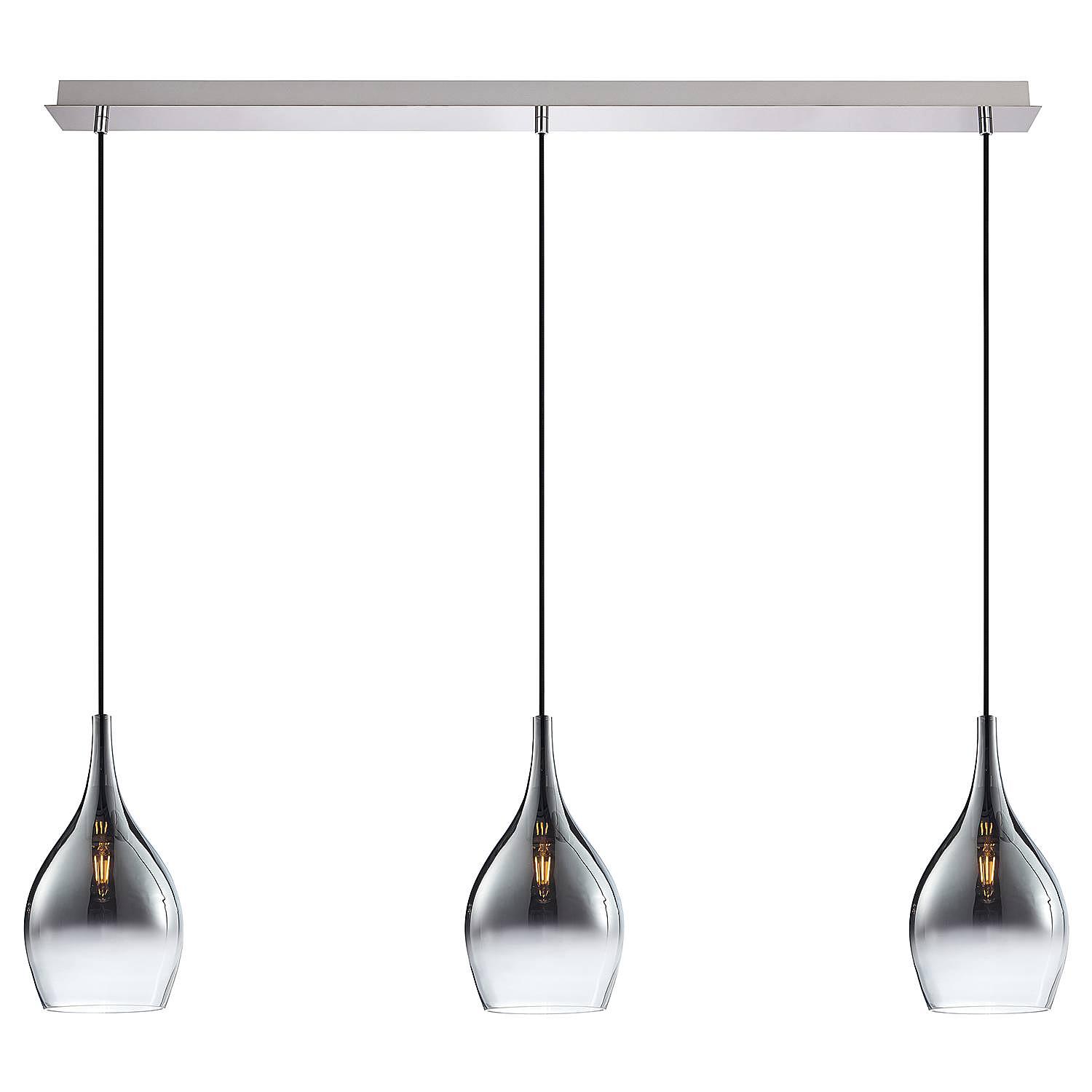 3-Arm Pendant Lamp Pilua Colored Glass Silver Grey 3