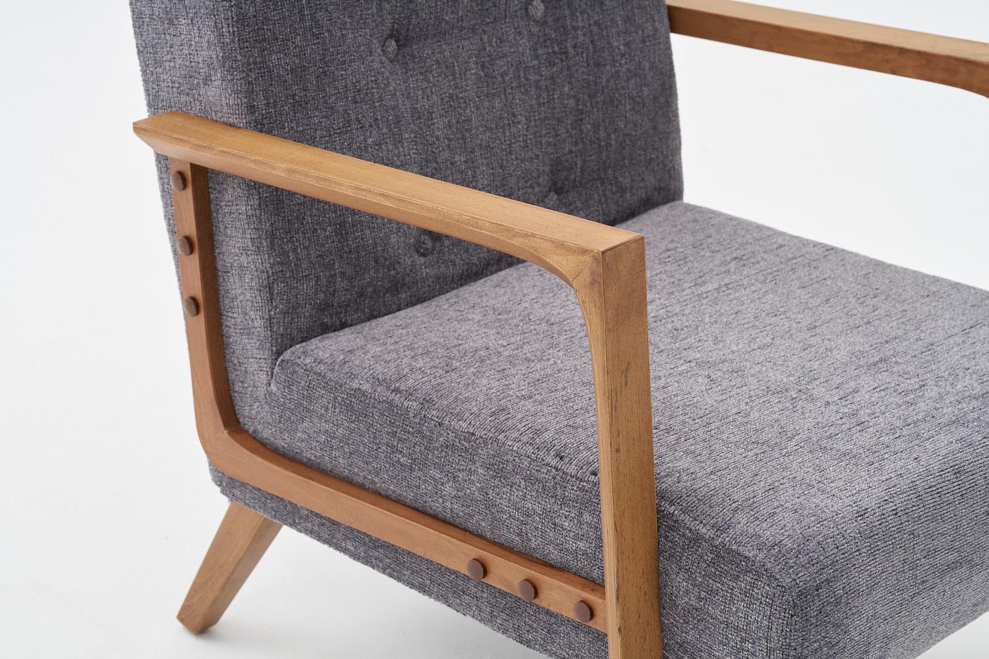 Kemer Sessel Holzfurnier Grau 6