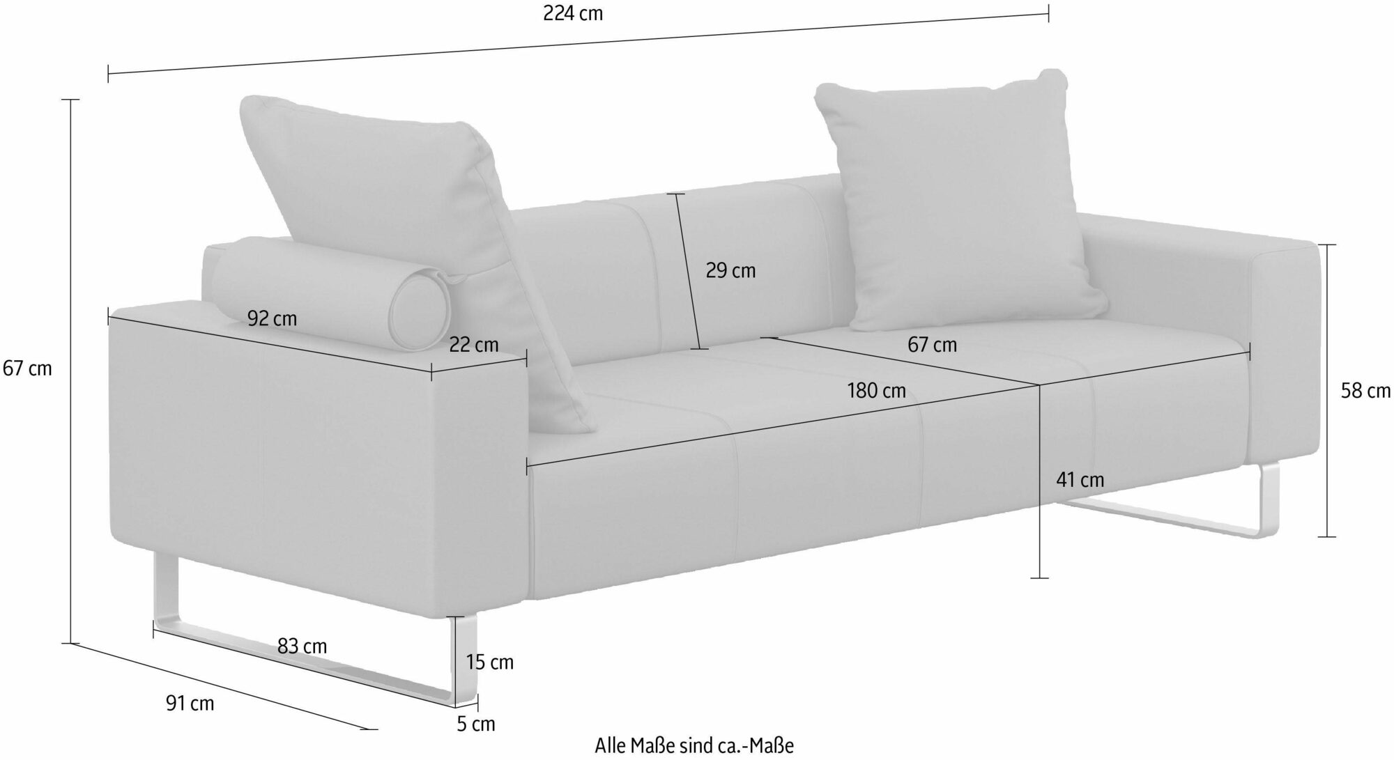 Groove Sofa 3-Sitzer Leder Schwarz 6