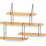 Link set 2 Wall shelf Beech wood Steel Natural 0