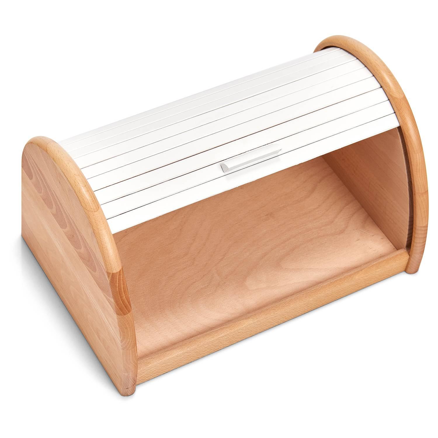 Chamber Roll-top Bread Box Beech Wood White 1