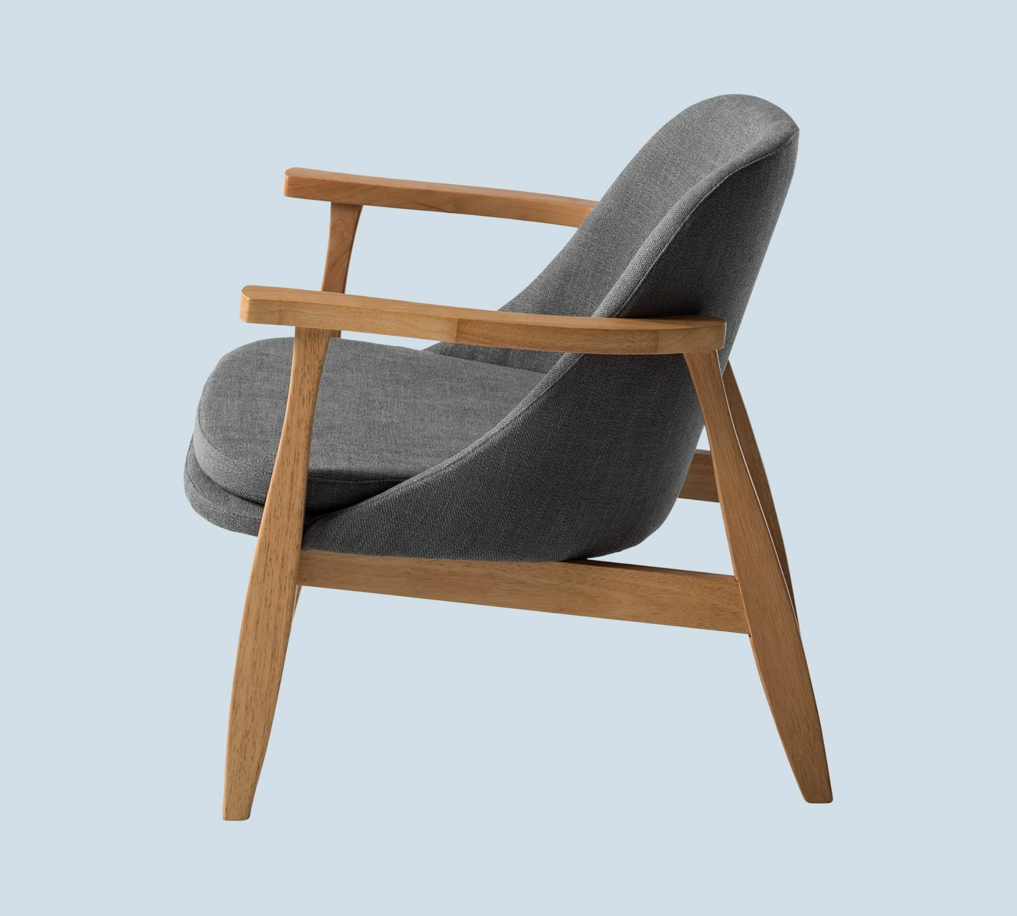 Sessel aus Eiche Massiv mit Webstoff Grau 3