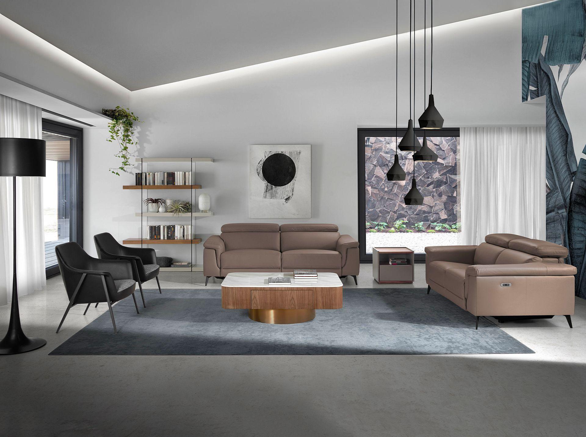 Sofa 3-seater 6105 with relax system leather taupe 3