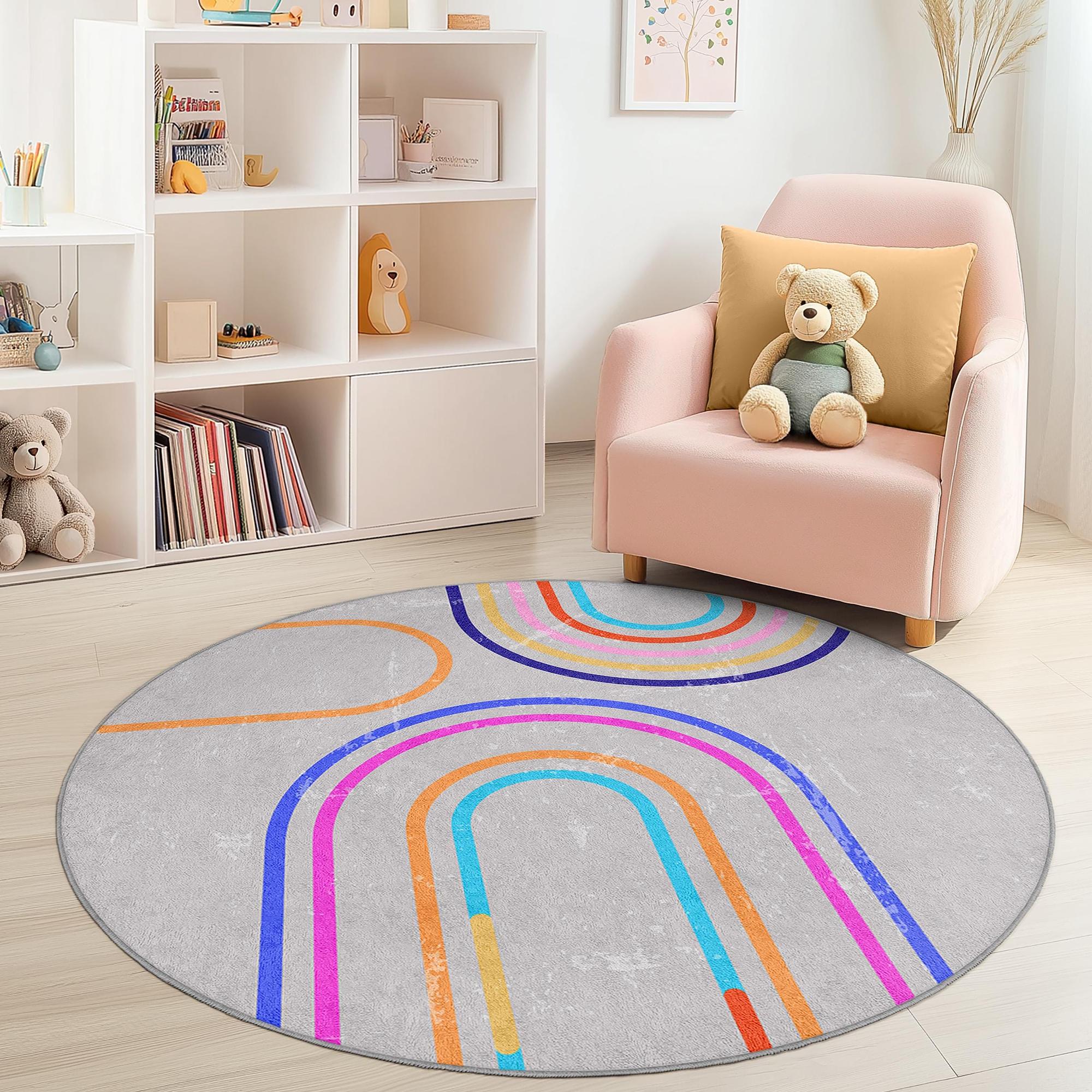 Rainbow Children's Rug Multicolored Ø120cm 2
