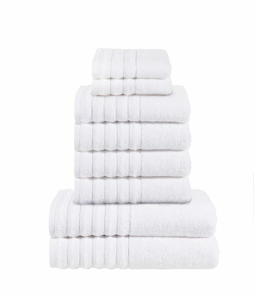 8-tlg. Handtuch-Set aus Baumwolle Weiß Öko-Tex Standard 100 0