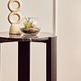 Palermo Runder Marmorplatte Beistelltisch Holz Schwarz 3
