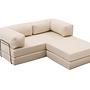 Comfort Schlafsofa 2-Sitzer mit Hocker Creme 6