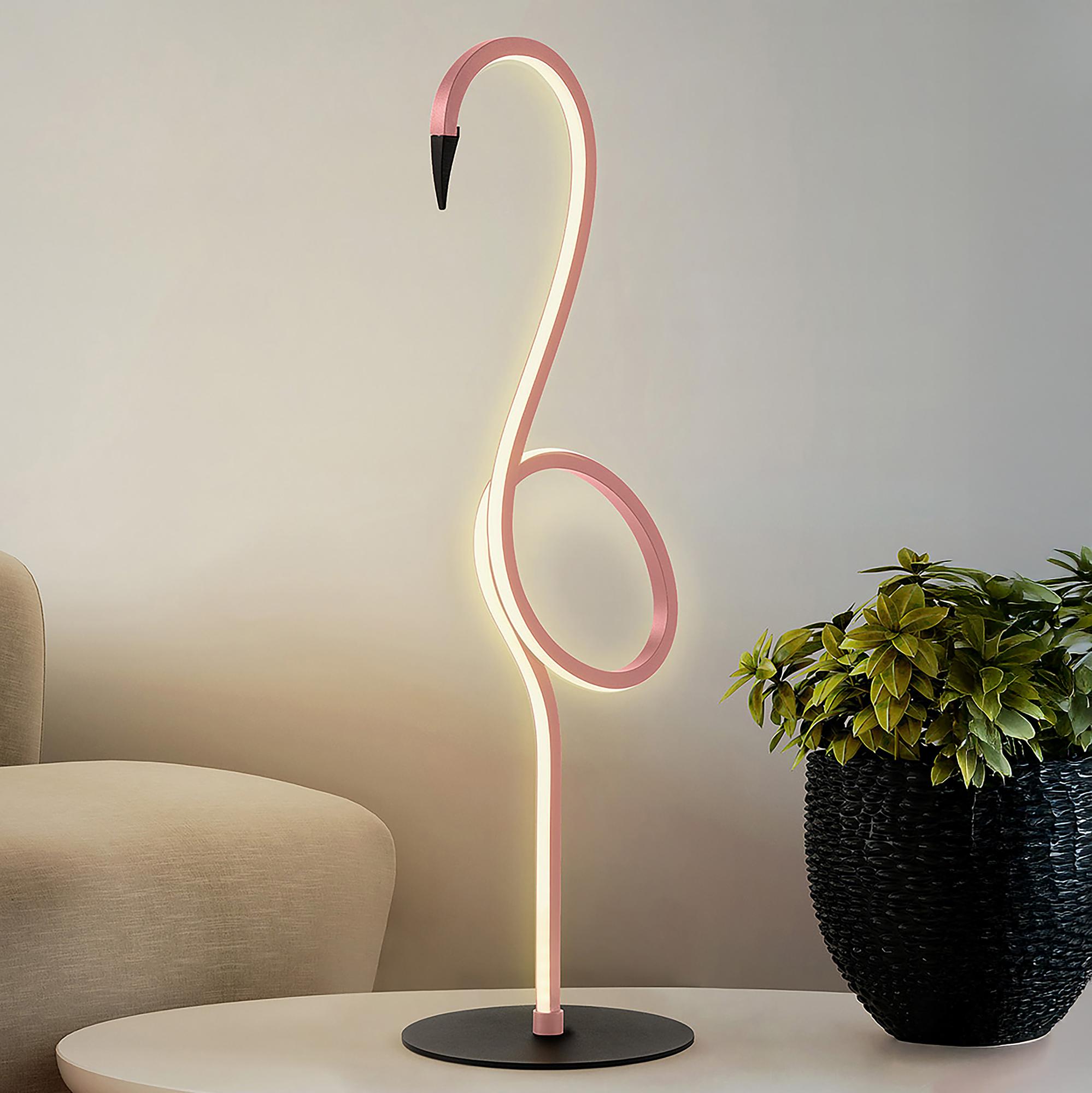 1-Light Flamingo Table Lamp Steel Plastic Pink 1
