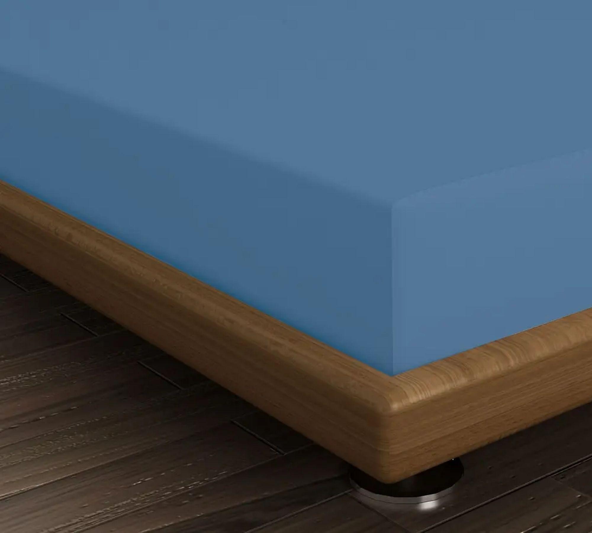 Spannbettlaken Baumwolle Blau 100cm x 200cm 2