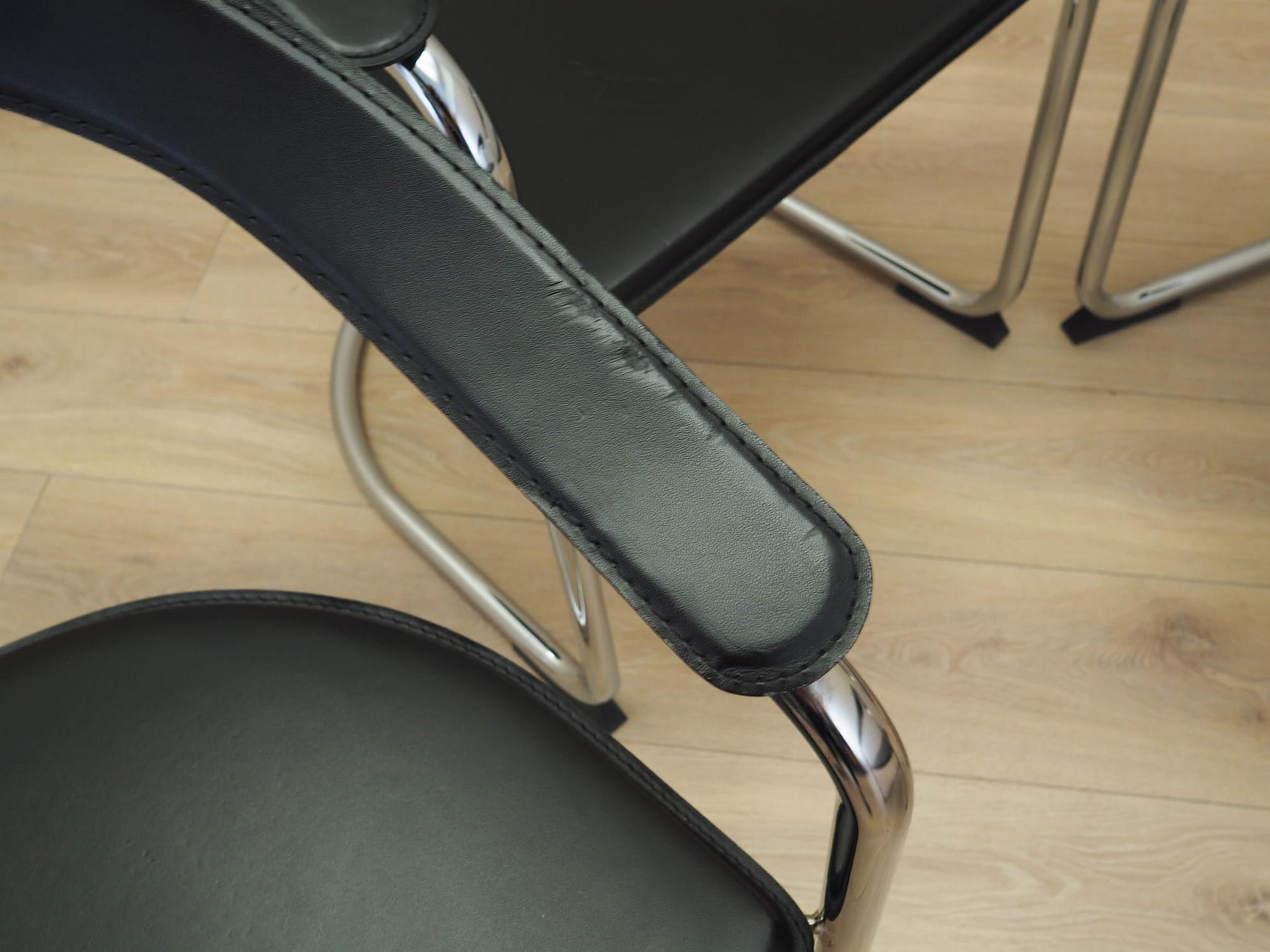 4x Dining chair leather metal 1980s 4