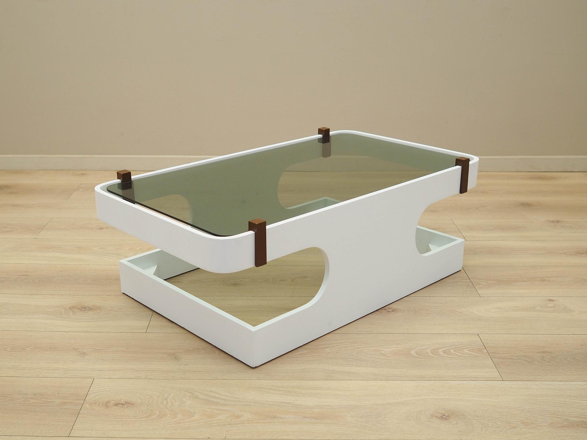 Kaffeetisch Glas Weiß 1970er Jahre 1