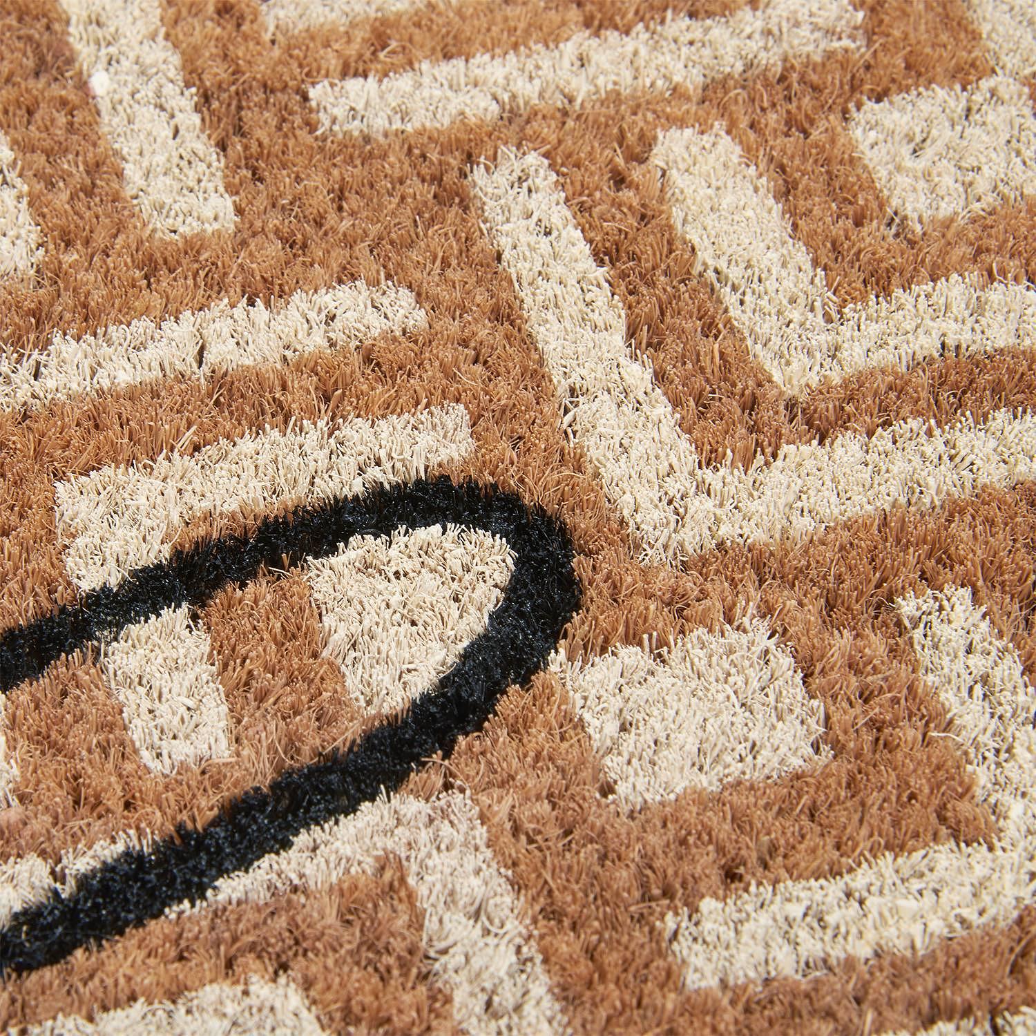 Kokos Geometric Hello Fußmatte Beige Weiß 3