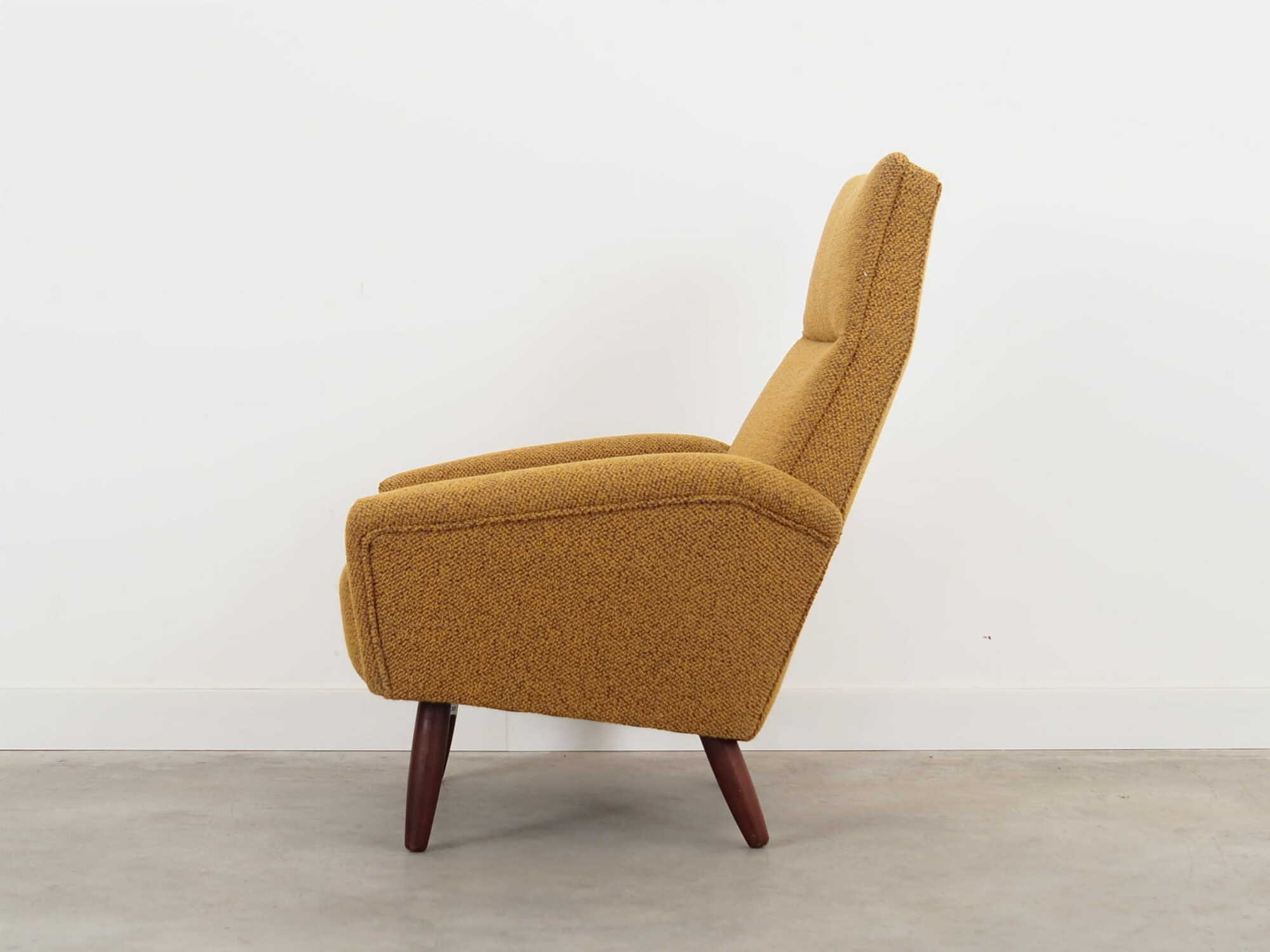 Vintage Stuhl Teakholz Textil Gelb 1970er Jahre  5