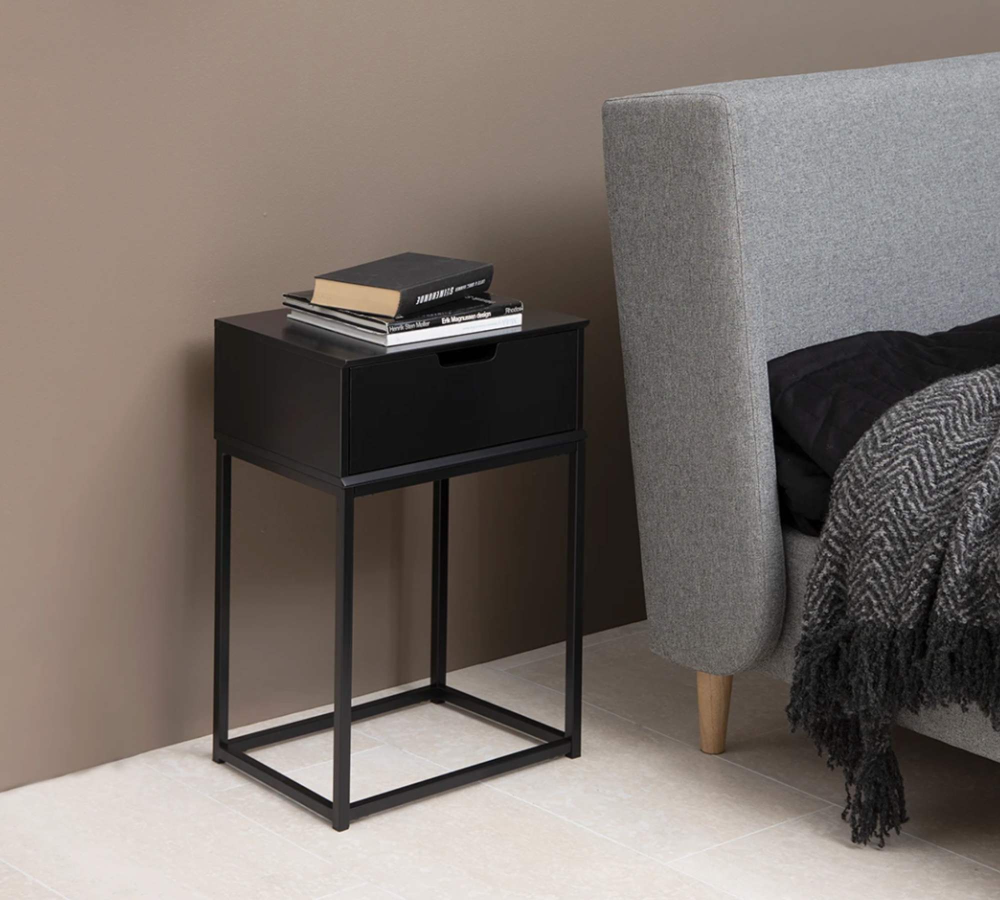 Nachttisch Holz Metall Schwarz 4