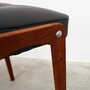 Vintage stool Teak wood Leather Black 1970s 8