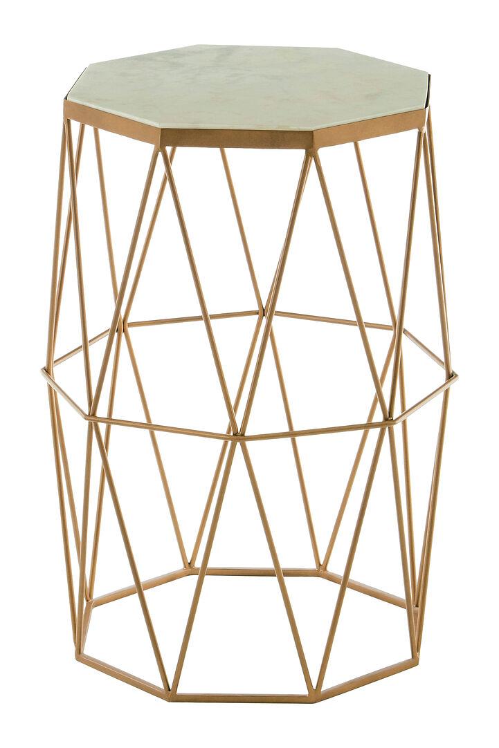 Shalimar Hexagonal Side Table Marble Gold 2
