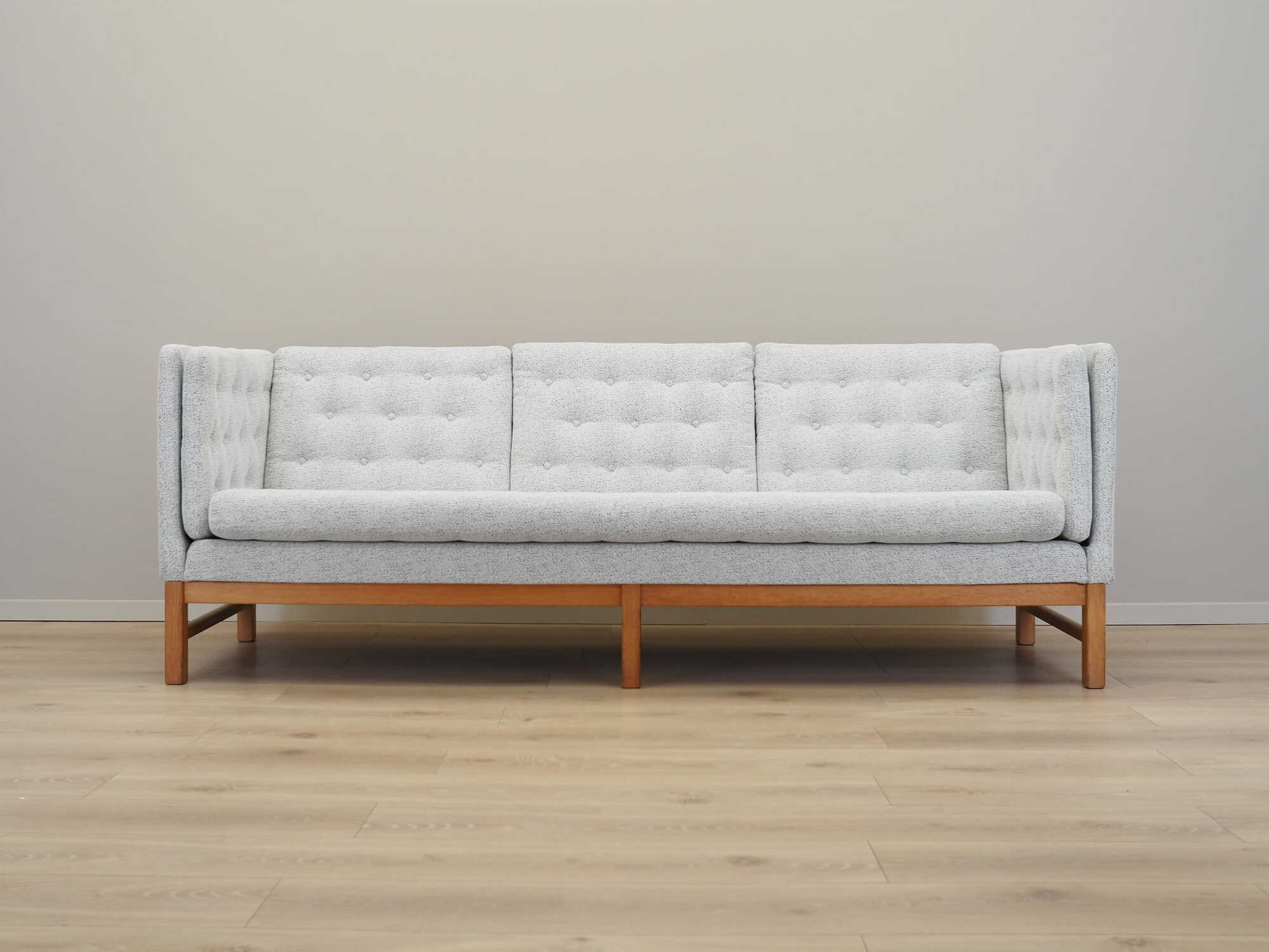 Vintage Sofa 3-seater Oak wood Textile Gray 1970s 1