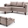 Bella Sofa Récamiere Links mit Hocker Creme 6