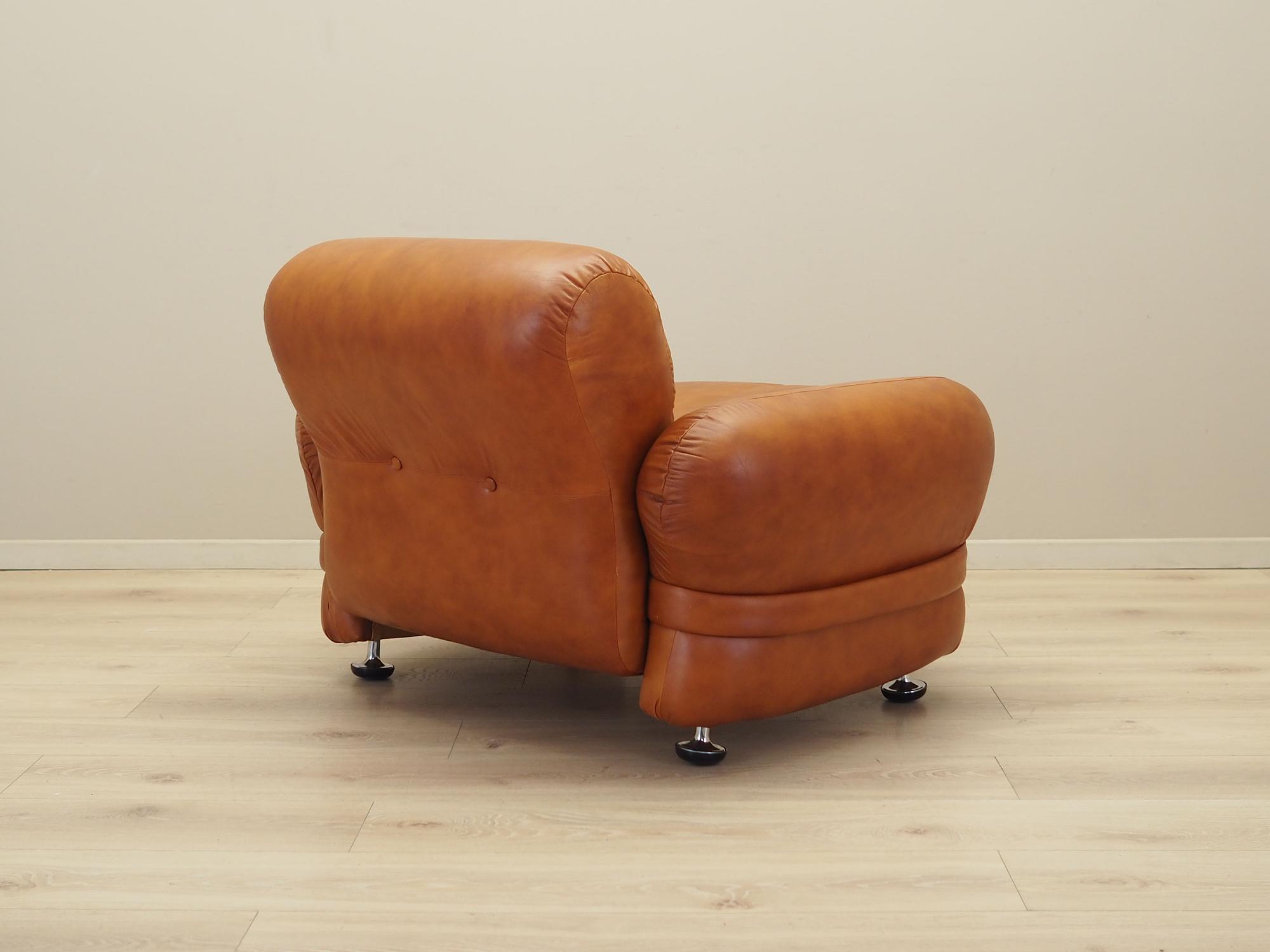 Sessel Leder Braun 1970er Jahre 6