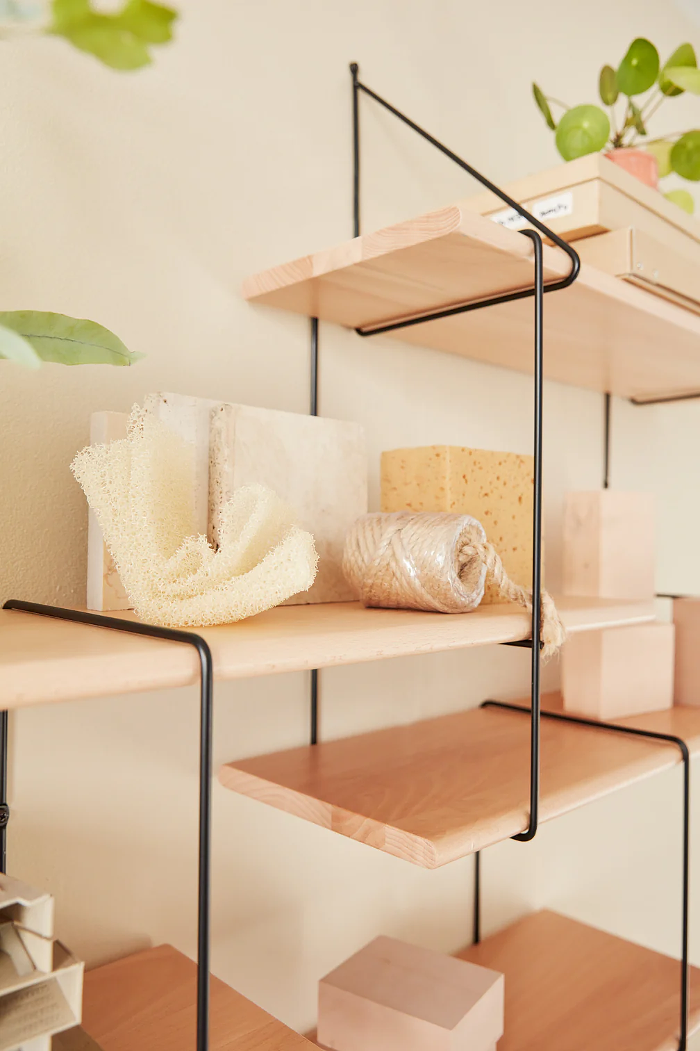 Link set 2 Wall shelf Beech wood Steel Natural 1