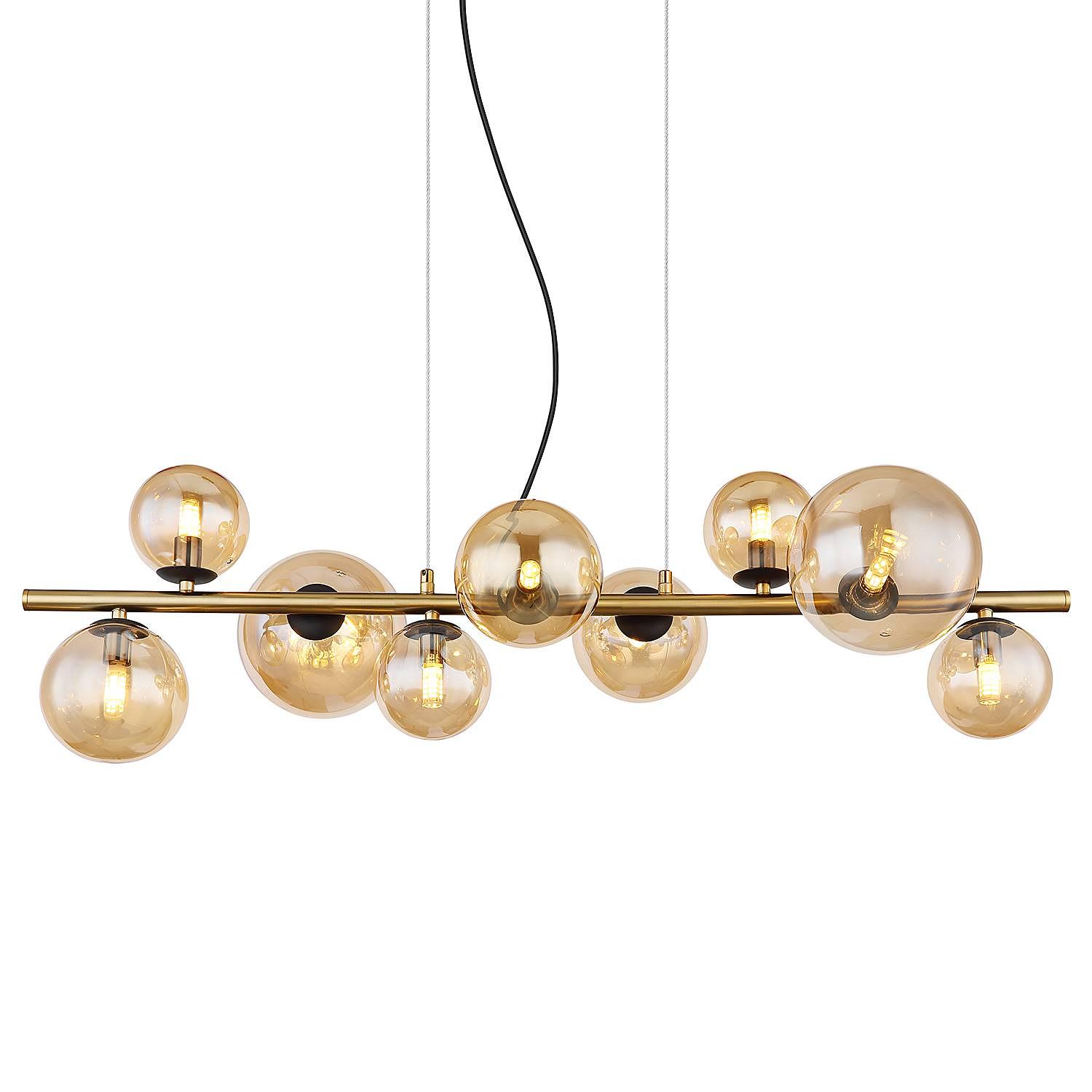 Riha LED-Pendelleuchte Farbglas Eisen Gold 0