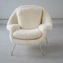 Vintage Eero Saarinen Womb Chair & Ottoman Textil Stahl Weiß 3