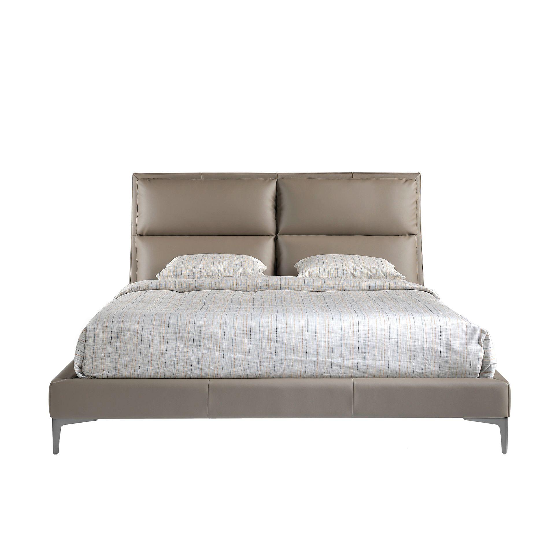 Double bed faux leather gray 4