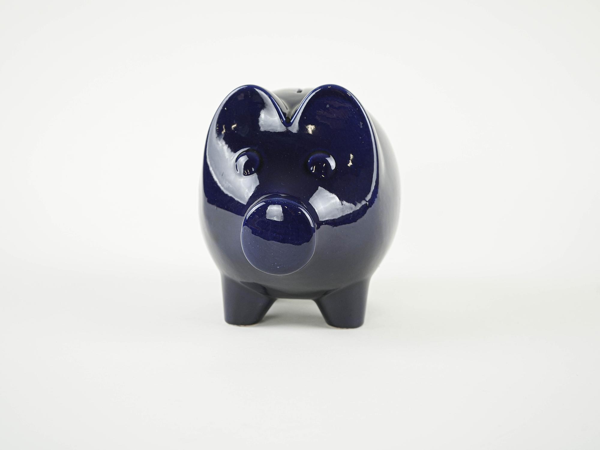 Piggy Bank Navy Blue 1970s 4