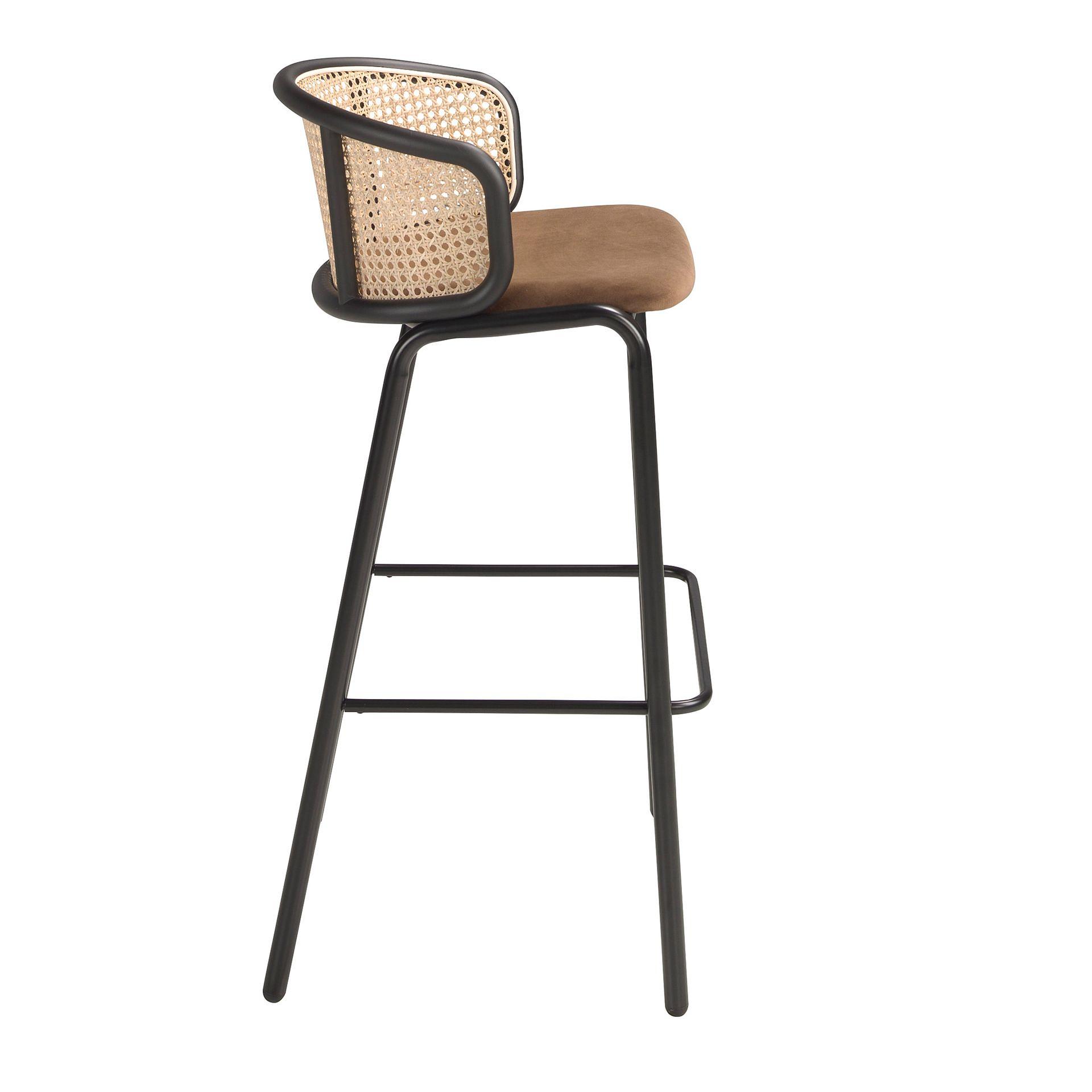 Barstuhl Rattan Samt 5