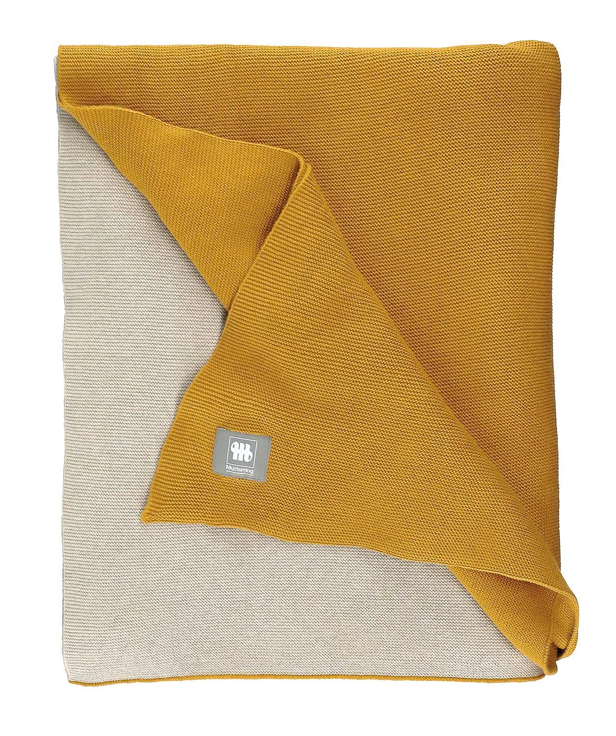Plaid Duo Baumwolle Currygelb 130 x 170 cm 1