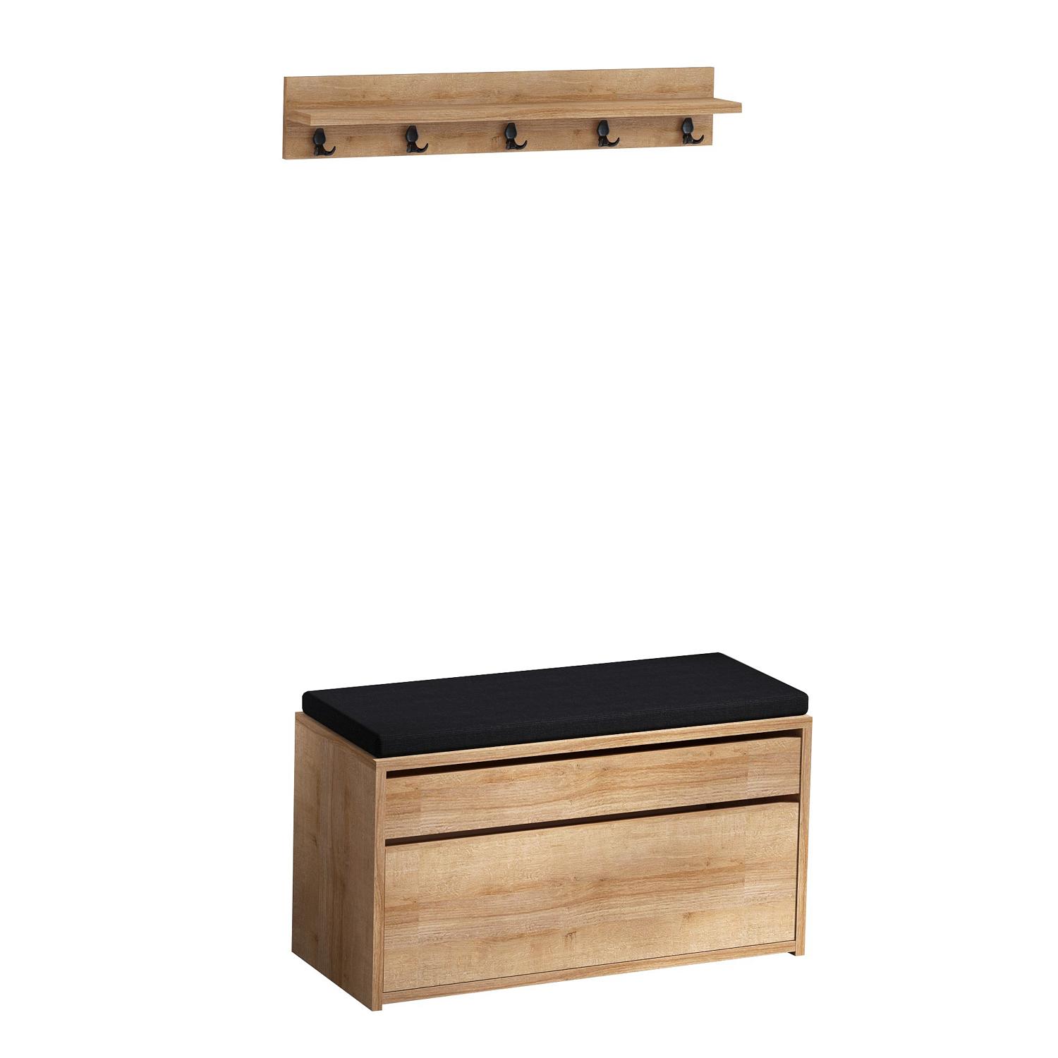 Boby Garderobe Holz Eiche Schwarz 0