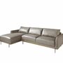 Sofa Récamiere Links Leder Grau  0