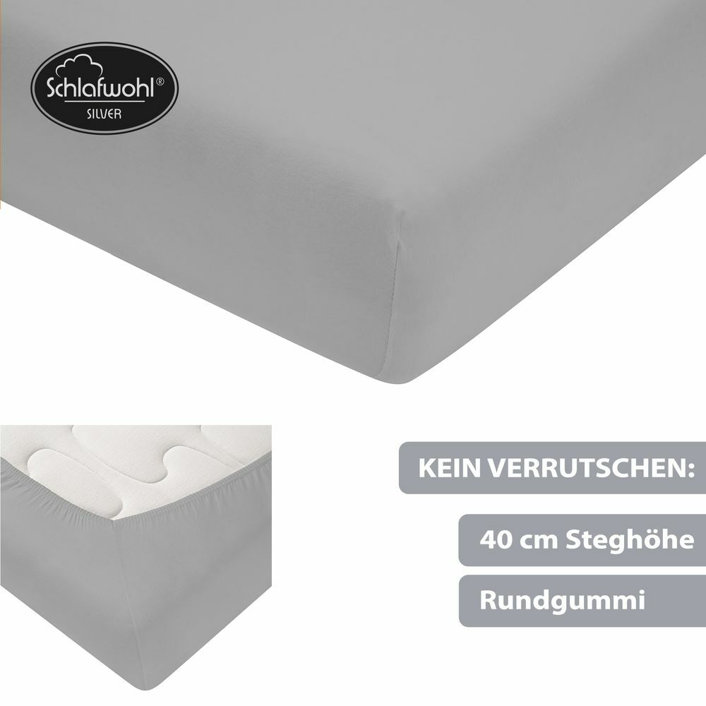 Spannleintuch für Boxspringbett aus Baumwolle Hellgrau 1